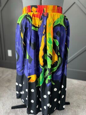 Vintage abstract print maxi skirt with pockets